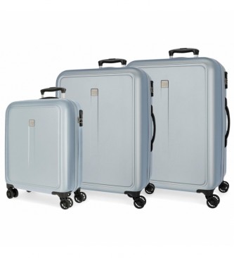 roll road . 55-68-78cm cambogia set di valigie rigide blu chi donna