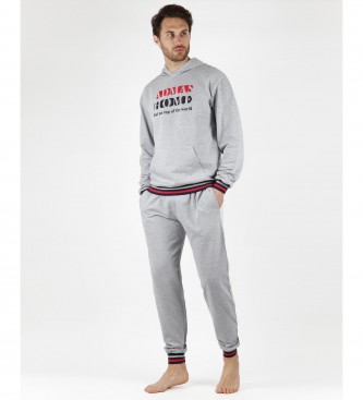 Admas para homem. Pyjamas Hoodie Mundo cinzento Admas