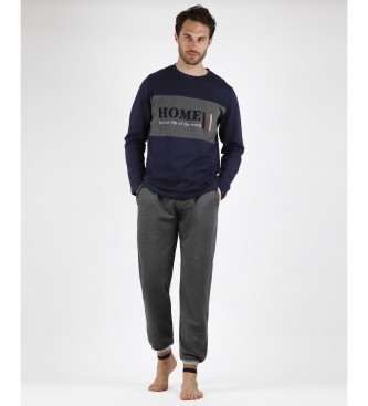 Admas para homem. Sentir o pijama da marinha, cinzento Admas