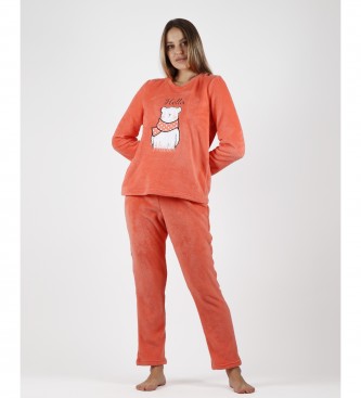 Admas para mulher. OlÃ¡ Pijama de Inverno laranja Admas