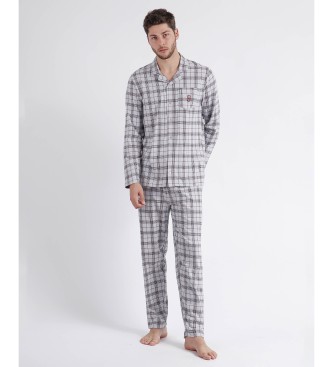 Admas para homem. Pijama aberto de manga comprida cinzento estilo Garn