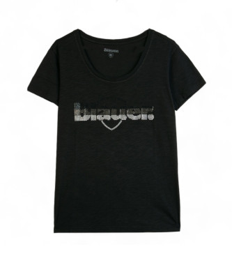 Blauer para mulher. T-shirt preta com brilhantes em degrad Blauer