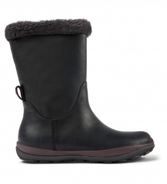 Camper para mulher. Botas de couro Peu Pista GM preto Camper