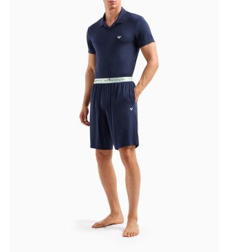 Emporio Armani para homem. Conjunto de pijama curto azul-marinho