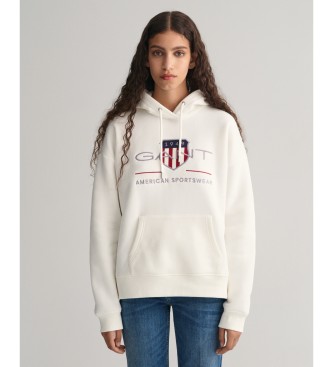 Gant para mulher. Casaco com capuz Archive Shield branco Gant