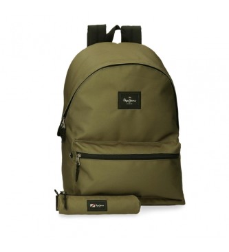 Pepe Jeans. Mochila Aris + estojo verde Pepe Jeans