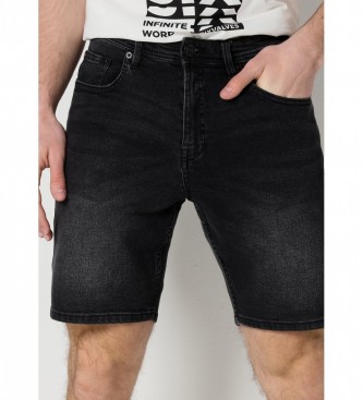 Six Valves para homem. Bermudas de ganga: caixa m?dia preta Six Valves